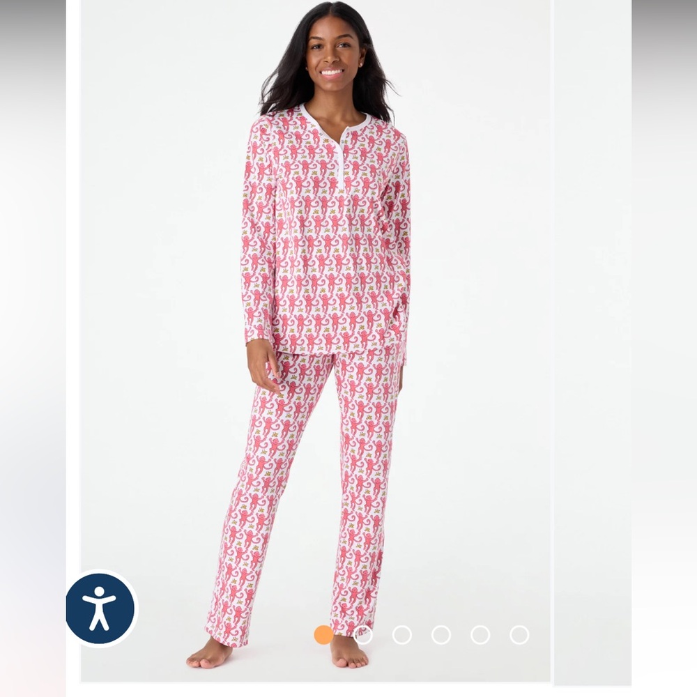 Roller rabbit monkey pajamas pink xs